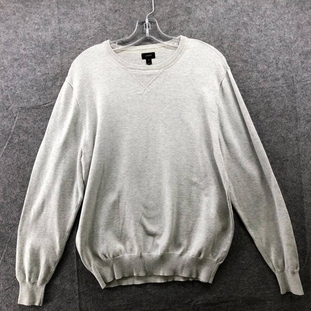 J. Crew Crewneck Sweater Mens M Cotton Light Gray Pullover Knit